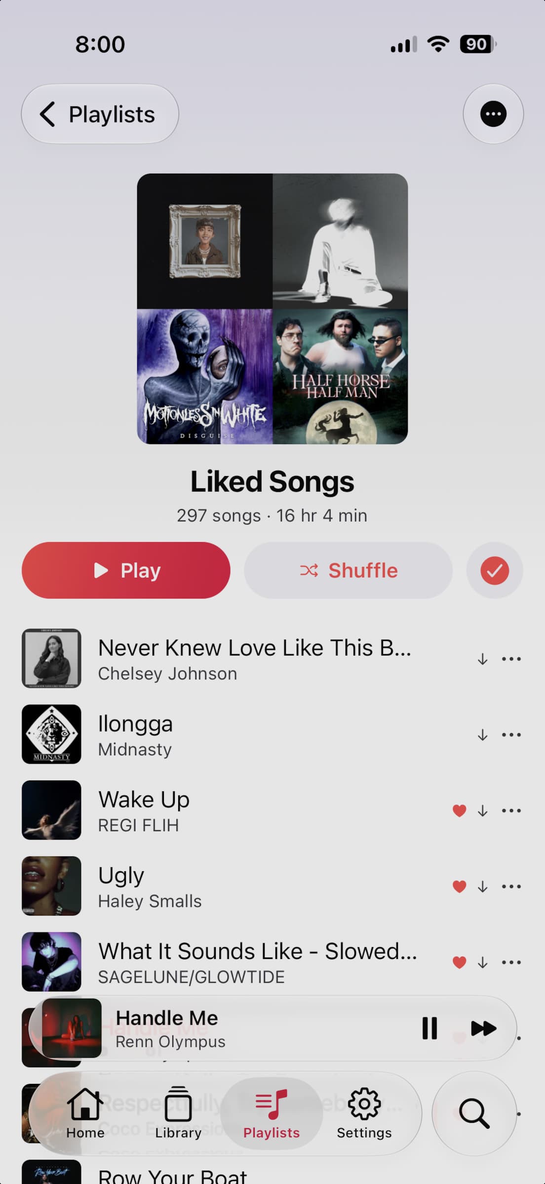 A playlist in Songstress on iPhone